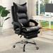 Wade Logan® Bruun Faux Leather Executive Chair Upholstered/Metal in Gray/Black | 46.75 H x 27 W x 29.5 D in | Wayfair