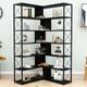 Latitude Run® Bogumila 7-Tier L-Shaped Corner Bookcase w/ Metal Frame in Black | 70.9 H x 37.4 W x 37.4 D in | Wayfair