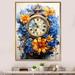 Bungalow Rose Boho Time Orange Flowers & Blue Feathers Framed On Canvas Print Metal in Blue/Orange | 40 H x 30 W x 1.5 D in | Wayfair