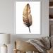 Bungalow Rose Brown Boho Feather On White Watercolor Framed On Canvas Print Metal in Blue/Orange | 40 H x 30 W x 1.5 D in | Wayfair