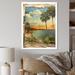 Highland Dunes Vintage Florida Collage Palm Trees and Beach - Print on Canvas Canvas, Cotton in Blue/Green | 20 H x 12 W x 1 D in | Wayfair