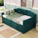 Red Barrel Studio® Dalesha Twin Size Daybed w/ Twin Size Trundle Upholstered/Polyester in Green | 36 H x 40 W x 81 D in | Wayfair