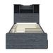 Red Barrel Studio® Danylle Twin Platform Bed Frame w/ 4 Open Shelves, 2 Storage Drawers & LED Light in Gray | 42.6 H x 43.7 W x 85.3 D in | Wayfair