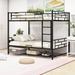 Twin Over Twin/Full Over Full Metal Bunk Bed with Ladder and Guardrails, Bunk Bedframe with Under-Shelf for Kids, Teens