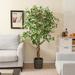 Artificial Ficus Tree Tall Faux Indoor Plant with 1008 Leaves Nursery Pot and Dried Moss - 65"