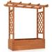 Teak Color Wood Outdoor Planter Box with Trellis