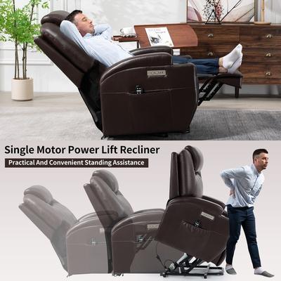 Power Lift Recliner with 8-Point Vibration Massage, Lumbar Heating, Two Cup Holders and USB Charge Port