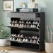 Tempered Glass Top Shoe Storage Cabinet with Drawer