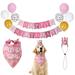 BT Bear Dog Birthday Party Supplies Set Dog Girl Boy Birthday Bandanas Set with Dog Birthday Hat Scarf Birthday Banner and Balloons Puppy Dog Pals Birthday Party Decorations Pink
