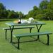 Picnic Table Bench Set for Outdoor Camping Green