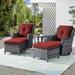 PARKWELL 5-Piece Outdoor Conversation Sets Wicker Swivel Gliders with Ottomans Side Table Patio Seating Furniture with Red Cushions Gray Wicker