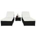 Patio 3PCS Wicker Chaise Lounge Set with Beige Cushions