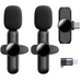 Wireless Microphone with 2 Microphone for iPhone iPad Type-c Plug-Play Auto-Pairing Auto-Connection Mini Clip-on Lapel Lavalier Tiny Rechargeable Microphone for Live Youtube Tiktok Recording Interview