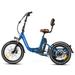 Addmotor Folding Electric Trike 90MI Electric Tricycle for Adults 750W (Peak 1400W) 48V 20Ah CITYTRI 3 Wheel Electric Bikes with Rear Speed Differential & Parking Brake E-310 Plus Blue