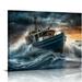 COMIO Black and White Ocean Canvas Wall Art Sailing Yacht at Sunset Pictures Prints on Canvas Decor for Home Office Living Room Sea Storm Painting Poster