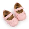 Flower Leather Shoes for Baby Girl Soft Sole Non-Slip Princess Wedding Dress Shoes Toddler Crib Shoes (Pink)