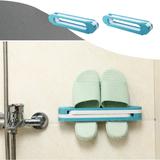 Ozmmyan 3 In 1 Folding Slippers Rack | Self Adhesive Wall Mounted Hanger Shelf | Double Layer Slipper Stand For Cotton Slipper High Heels Flip Flop Shoes (2 Pcs) Clearance