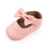 Baywell Baby Girls Mary Jane Flats with Bowknot - Soft Sole Non-Slip PU Leather Baby Shoes Princess Wedding Dress Shoes Pink 0-18M