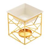 kowaku Essential Oil Burner Aroma Oil Burner Home Decoration Fragrance Warmer Square Warmer Scented Melt Burner for Meditation Yoga Gold