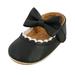 Miyanuby Infant Baby Girls Mary Jane Flats Bow Non-Slip Soft Sole Princess Toddler First Walkers Sneaker Wedding Dress Shoes Black 0-18M