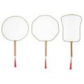 3pcs party favors for kids 4- 8 white hand fan diy painting blank fans classic chinese round hand fans fans for craft making supplies party party favor bags favors gifts for kids