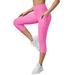Baqcunre Yoga Pants Women Pocket Capri 3/4 High Waist Elastic Opaque Plus Size Sports Leggings With Side Pockets Womens Pants Compression Leggings For Women Workout Leggings For Women Pink S-XXL