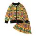 Clothes for Kids Fall and Winter African Style Coats 2Pcs Zipper Jacket and Skirt Kids Outfits