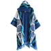 Lovskoo Ethnic Style Long Hooded Sweater Cardigan for Men Retro Medieval Totem Knitted Open Front Cape Sweates Overcoat Blue