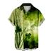 DDAPJ pyju Men s St Patricks Day Shirts Short Sleeve Button Down Bowling Shirt Green Shamrock Printed Aloha Shirts Funky Hawaiian Beach Tops 2024 Holiday Deals Yellow XXL