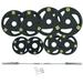 Olympic Weight Plates Set with 6 ft Barbell - Pairs of 5.5 11 22 33 lbs Plates - 143 LB Stack