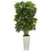 Silk Plant Nearly Natural 49 Mini Bamboo Palm Artificial Pant in White Tower Planter