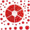 1113pcs Vase Filler Pearls 6 Sizes No Holes Pearl Beads Red Floating Pearls Undrilled Imitated Pearl Beads Makeup Filler Loose Beads