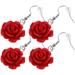 2 Pairs Rose Earrings Drop Earrings Flower Earrings Hook Earrings Ear Jewelries for Women Teen Girls