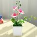 LA TALUS Artificial Bonsai Realistic Three Flowers Non-fading Non-Withered Decorative DIY Phalaenopsis Orchid Fake Flower with Pot Desktop Ornaments for Living Room White Purple