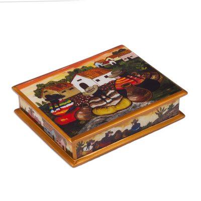 Friends Among the Flowers,'Hand Made Reverse Painted Glass Jewelry Box'