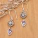 Heavenly Lilac,'Sterling Silver Dangle Earrings with Pear Amethyst Gemstones'