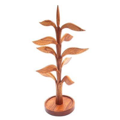 Towering Tree,'Hand Carved Wood Tree Jewelry Stand'