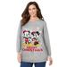 Plus Size Women's Disney Long-Sleeve Fleece Sweatshirt Xmas Heather Grey Mickey Minnie by Disney in Heather Grey Mickey Minnie (Size M)