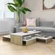 Nesting Coffee Table Set White and Sonoma Oak 100x100x26.5 cm