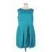 London Times Casual Dress - A-Line: Teal Jacquard Dresses - Women's Size 24