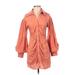 Hyfve Casual Dress - Shirtdress Collared 3/4 sleeves: Orange Print Dresses - Women's Size Small