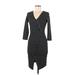 Miss Selfridge Casual Dress - Sheath V Neck 3/4 sleeves: Black Print Dresses - Women's Size 4