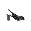 Azura Shoes Heels: Pumps Chunky Heel Cocktail Black Solid Shoes - Women's Size 39 - Peep Toe