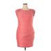 AX Paris Casual Dress - Bodycon Crew Neck Sleeveless: Red Color Block Dresses - New - Women's Size 18