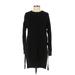 Athleta Casual Dress - Mini Crew Neck Long sleeves: Black Solid Dresses - Women's Size Small