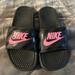 Nike Shoes | Nike Sandals Womens 8 Black Pink Benassi Slides Slip On Shoe Excellent Condition | Color: Black/Pink | Size: 8