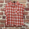 Anthropologie Tops | Anthropologie Sanctuary Top Shirt Women's Xs Coral Red White Plaid Blouse | Color: Red/White | Size: Xs