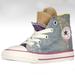 Converse Shoes | Converse Party Hi Moody Purple / Denim Hi-Top Sneakers 8 Paint Splatter Tulle | Color: Blue/Purple | Size: 8g