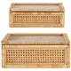 Set of 2 Boho Rectangular Rattan Decorative Boxes with Glass Lids Woven Cane and Rattan Display Boxes with Lids Storage Basket Bins for Home Decor (15.4 x 9.5 x 7.1 Inch, 12.6 x 6.7 x 4.3 Inch)