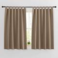PONY DANCE Modern Kitchen Curtains, Tab-Top Curtains, Short Curtains, Tab-Top Curtains, Set of 2, H 145 x W 140 cm, Cappuccino